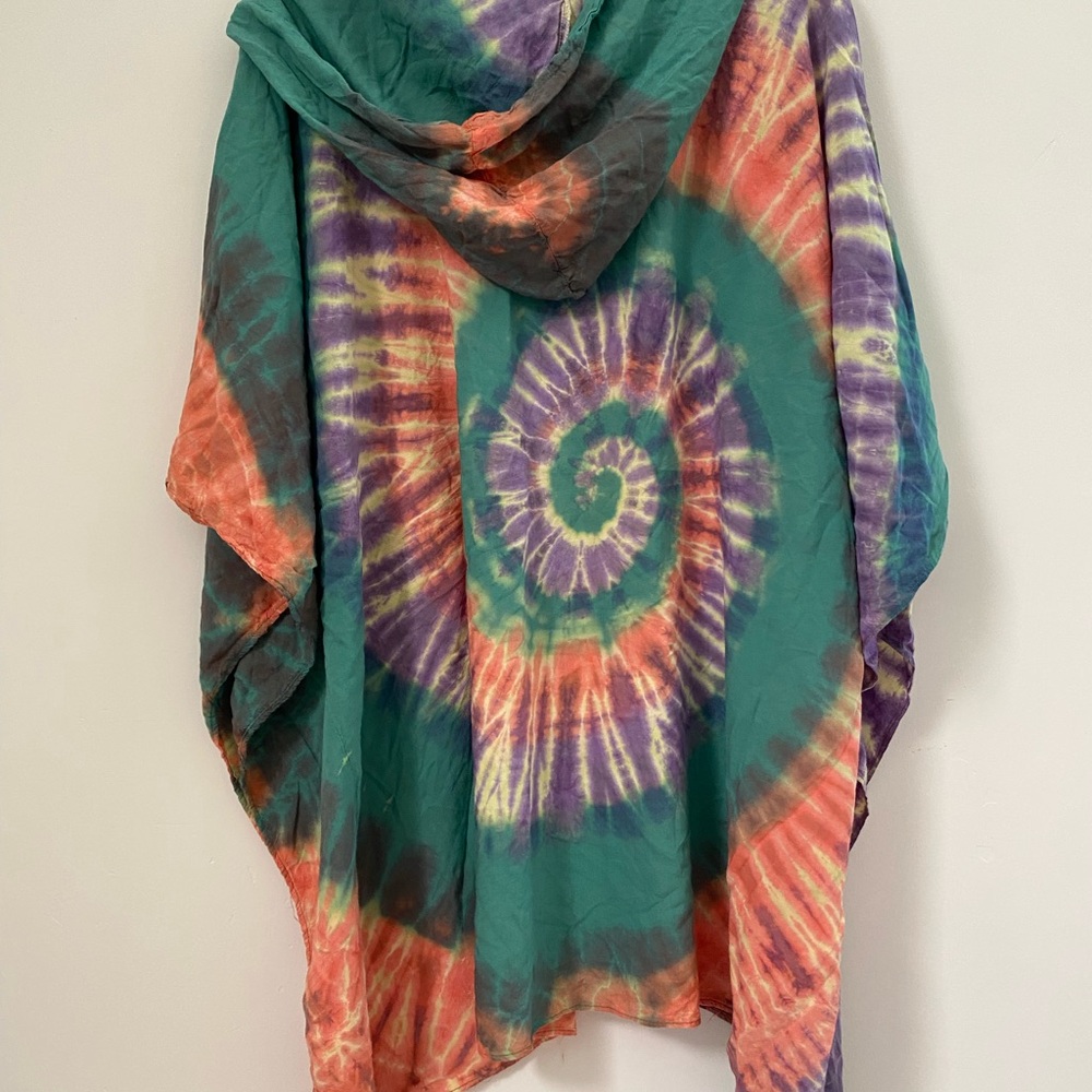 Tie-Dye Hooded Poncho / Swim Coverup - Picture 2 of 2